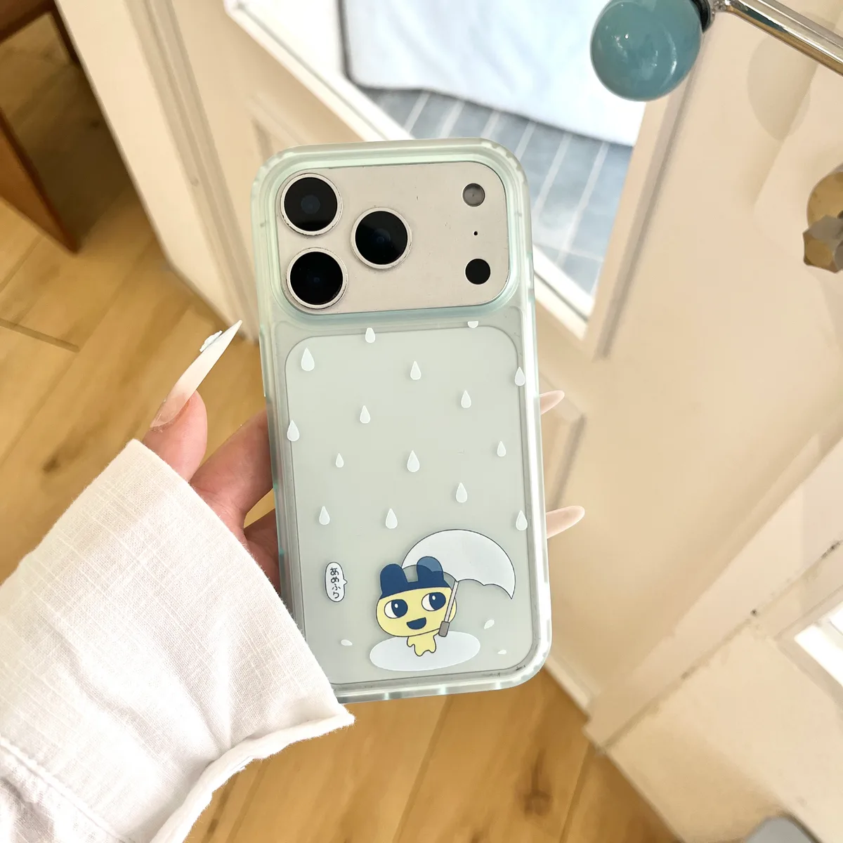Tamagotchi Rainy Day Phone Case with Beaded Strap