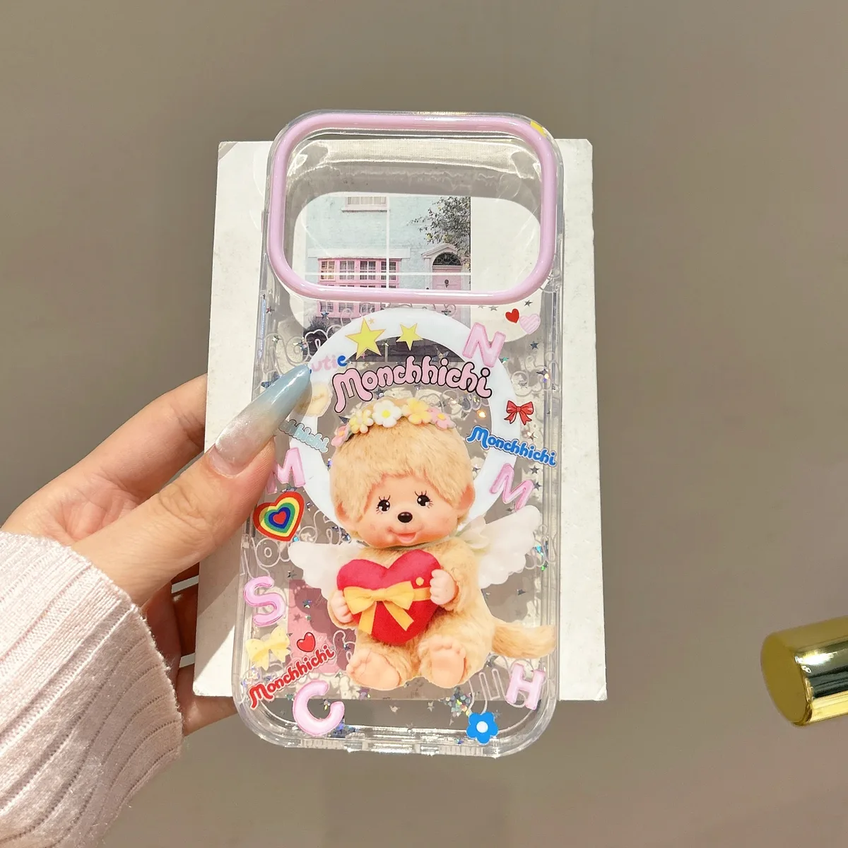 Monchhichi Teacup Pop-Up Phone Case with Beaded Strap — MagSafe