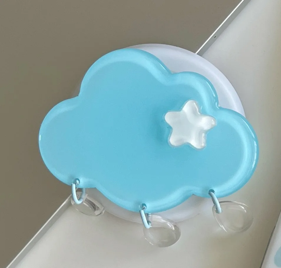 Rainy Cloud Cute Clear Phone Case with 3D Cloud Grip and Beaded Strap for iPhone 17 16 15 Pro Max