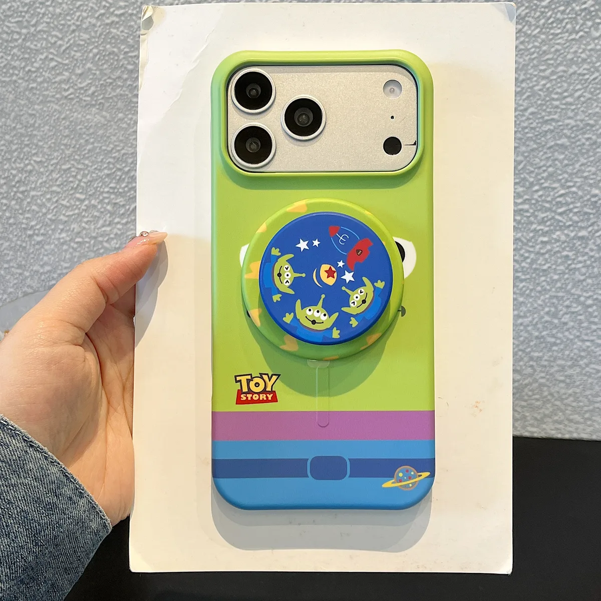 Toy Story Mint Green Matte with 3D Pop Socket Phone Case for iPhone 17 16 15 Pro Max — MagSafe