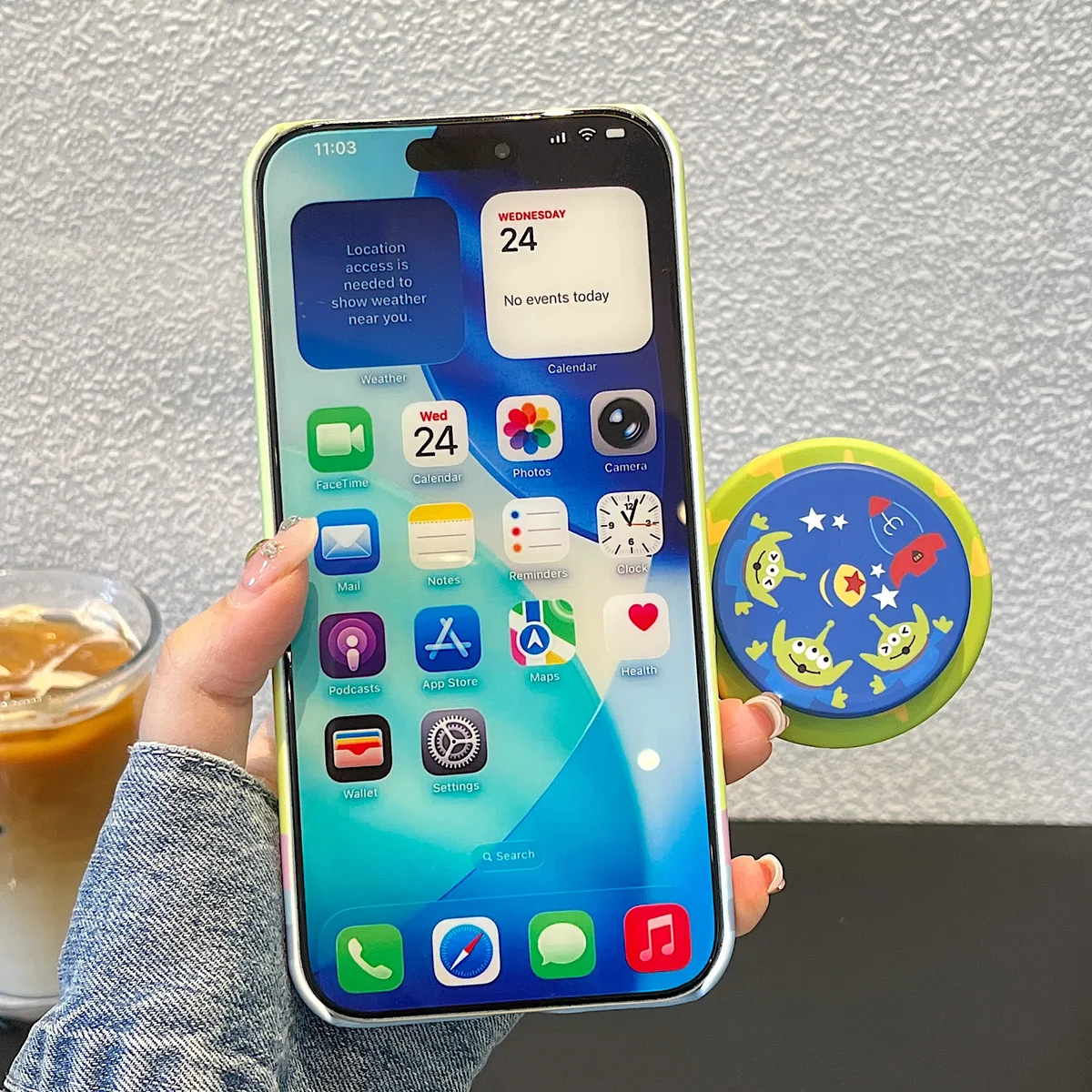 Toy Story Mint Green Matte with 3D Pop Socket Phone Case for iPhone 17 16 15 Pro Max — MagSafe