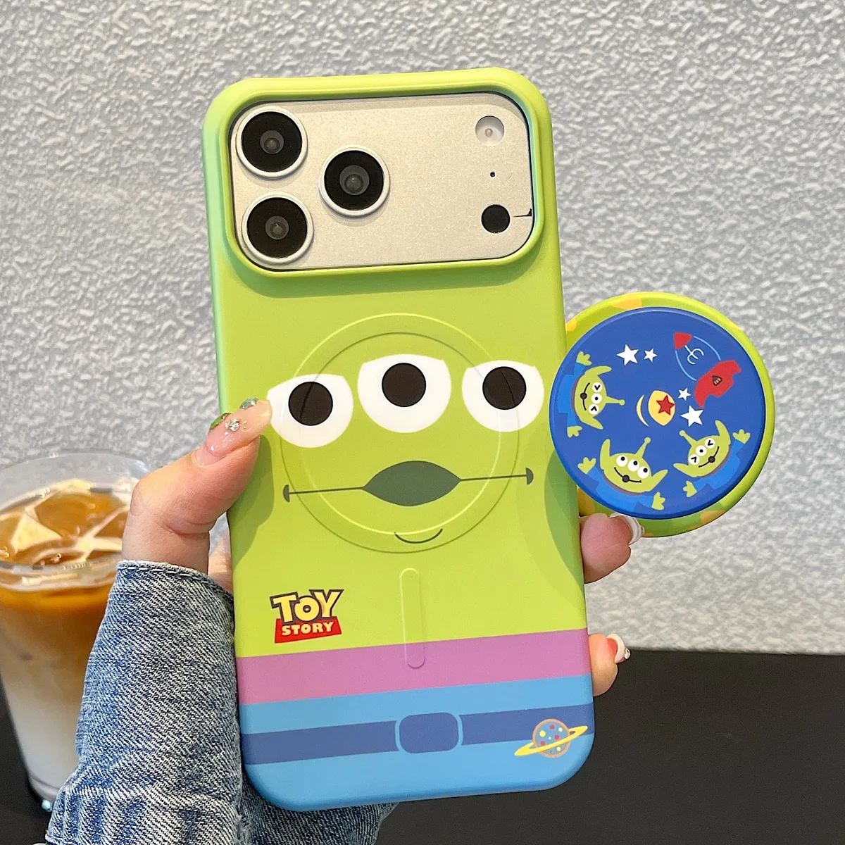 Toy Story Mint Green Matte with 3D Pop Socket Phone Case for iPhone 17 16 15 Pro Max — MagSafe