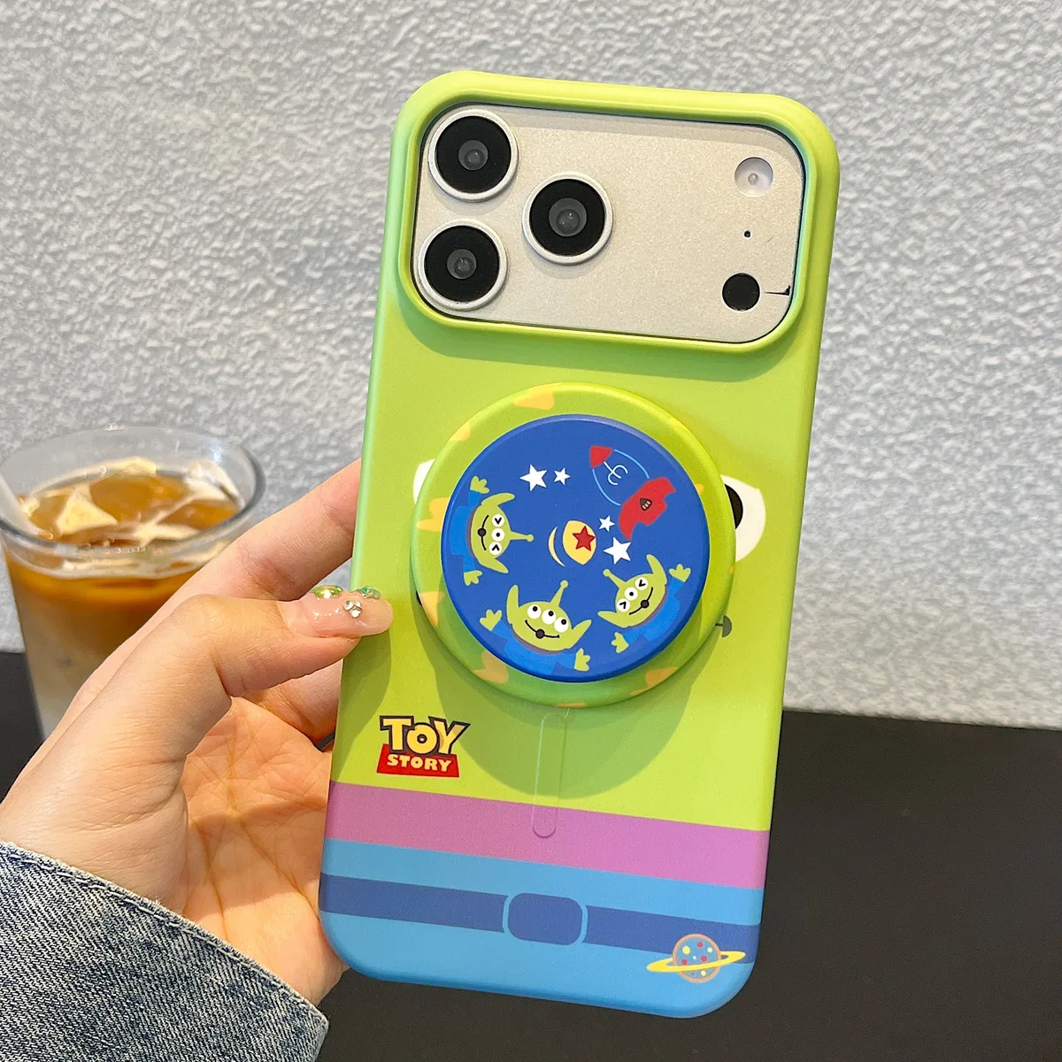 Toy Story Mint Green Matte with 3D Pop Socket Phone Case for iPhone 17 16 15 Pro Max — MagSafe