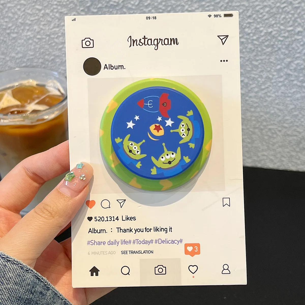Toy Story Mint Green Matte with 3D Pop Socket Phone Case for iPhone 17 16 15 Pro Max — MagSafe