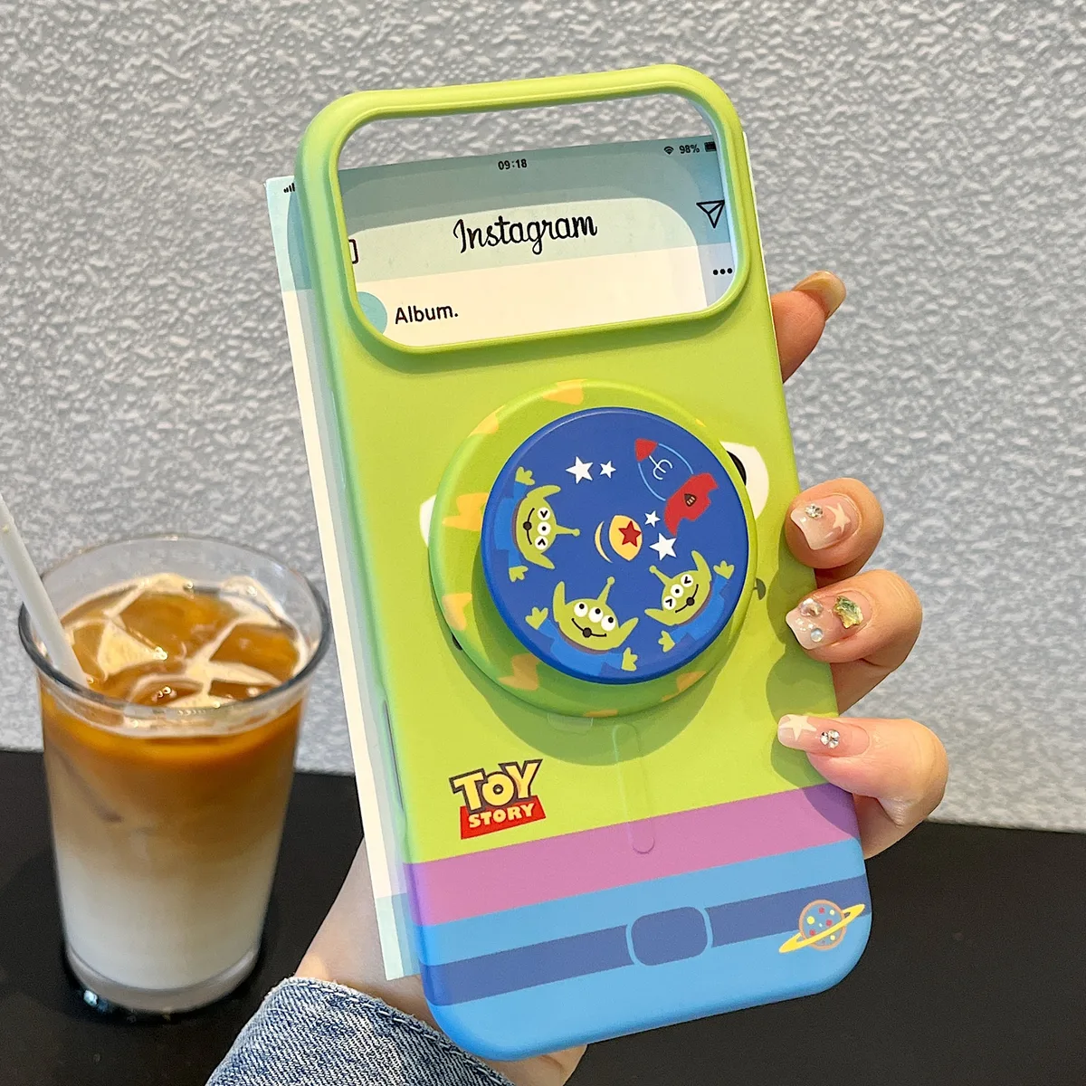 Toy Story Mint Green Matte with 3D Pop Socket Phone Case for iPhone 17 16 15 Pro Max — MagSafe
