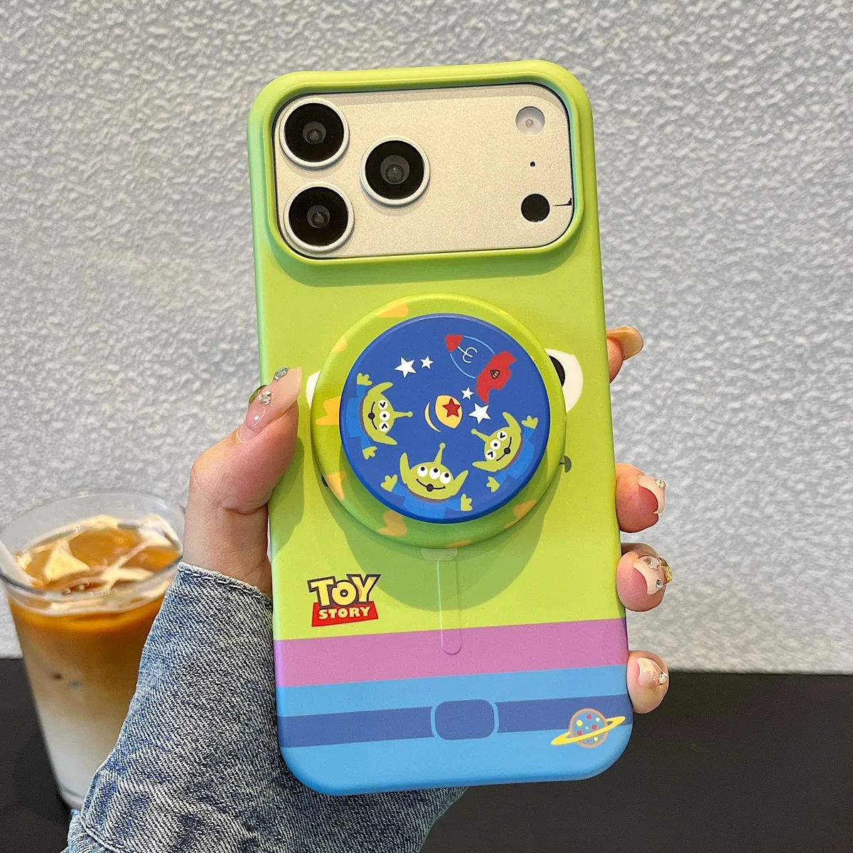Toy Story Mint Green Matte with 3D Pop Socket Phone Case for iPhone 17 16 15 Pro Max — MagSafe