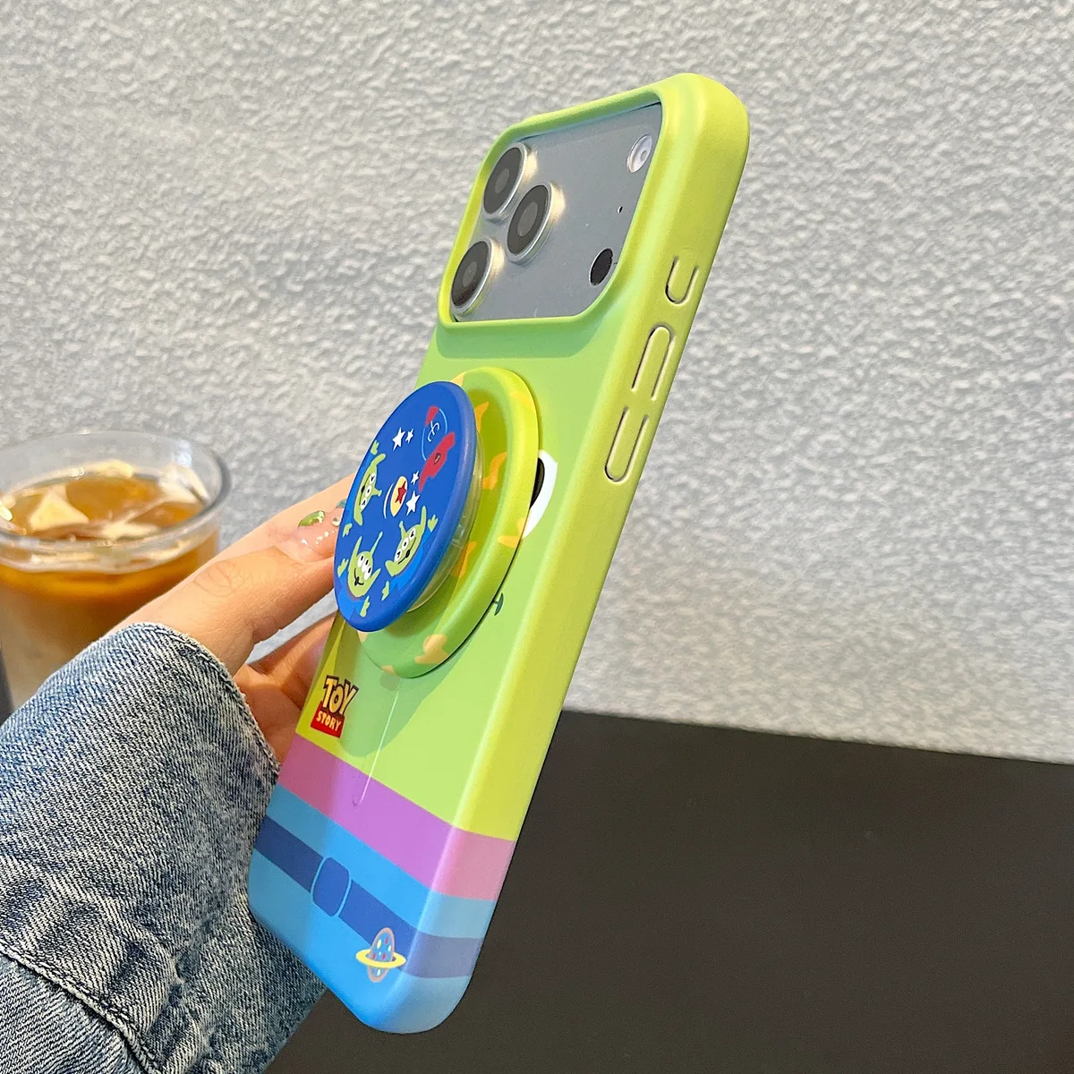 Toy Story Mint Green Matte with 3D Pop Socket Phone Case for iPhone 17 16 15 Pro Max — MagSafe