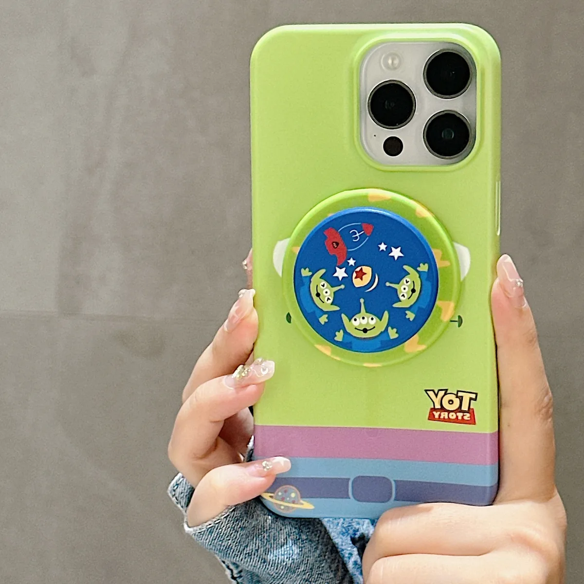 Toy Story Mint Green Matte with 3D Pop Socket Phone Case for iPhone 17 16 15 Pro Max — MagSafe