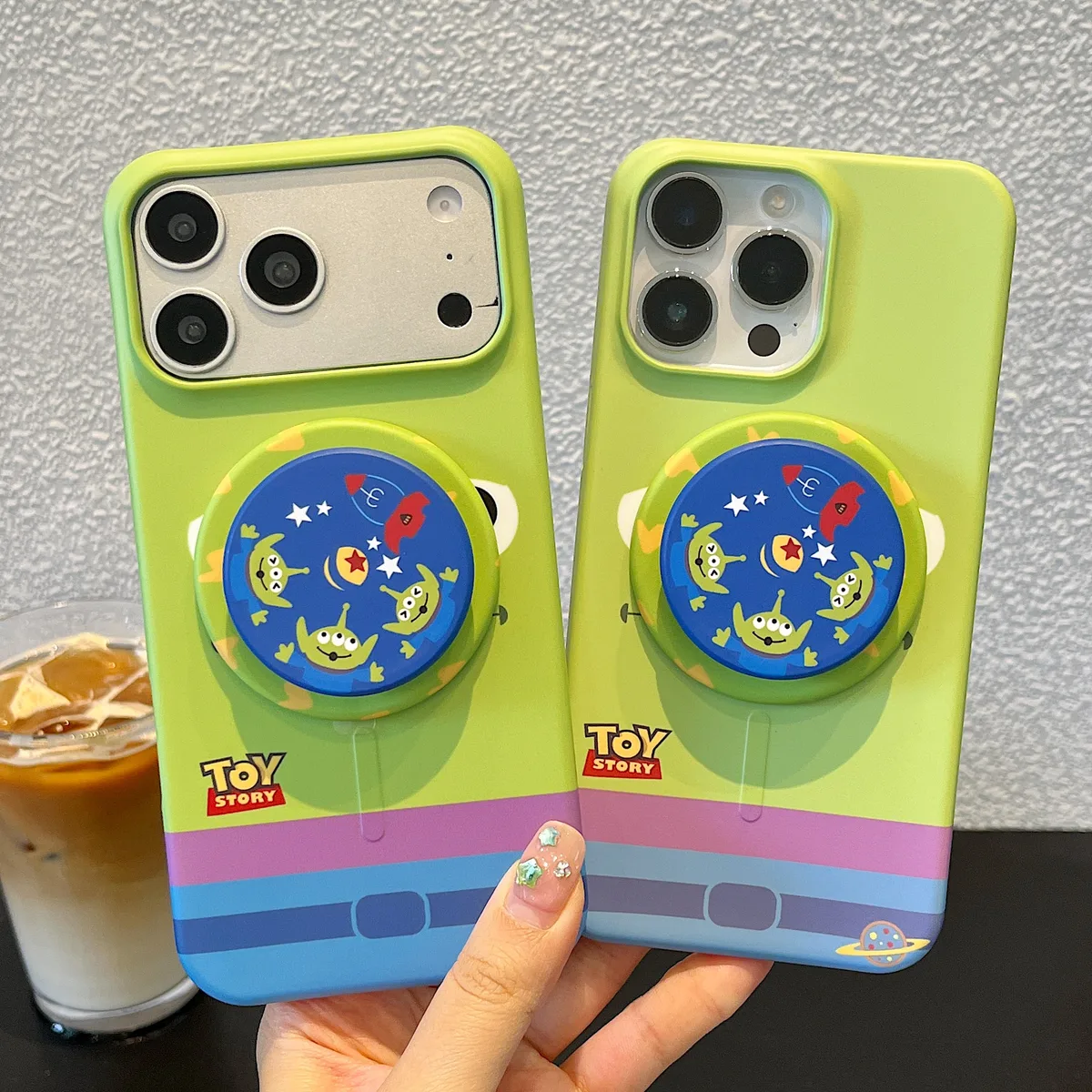 Toy Story Mint Green Matte with 3D Pop Socket Phone Case for iPhone 17 16 15 Pro Max — MagSafe