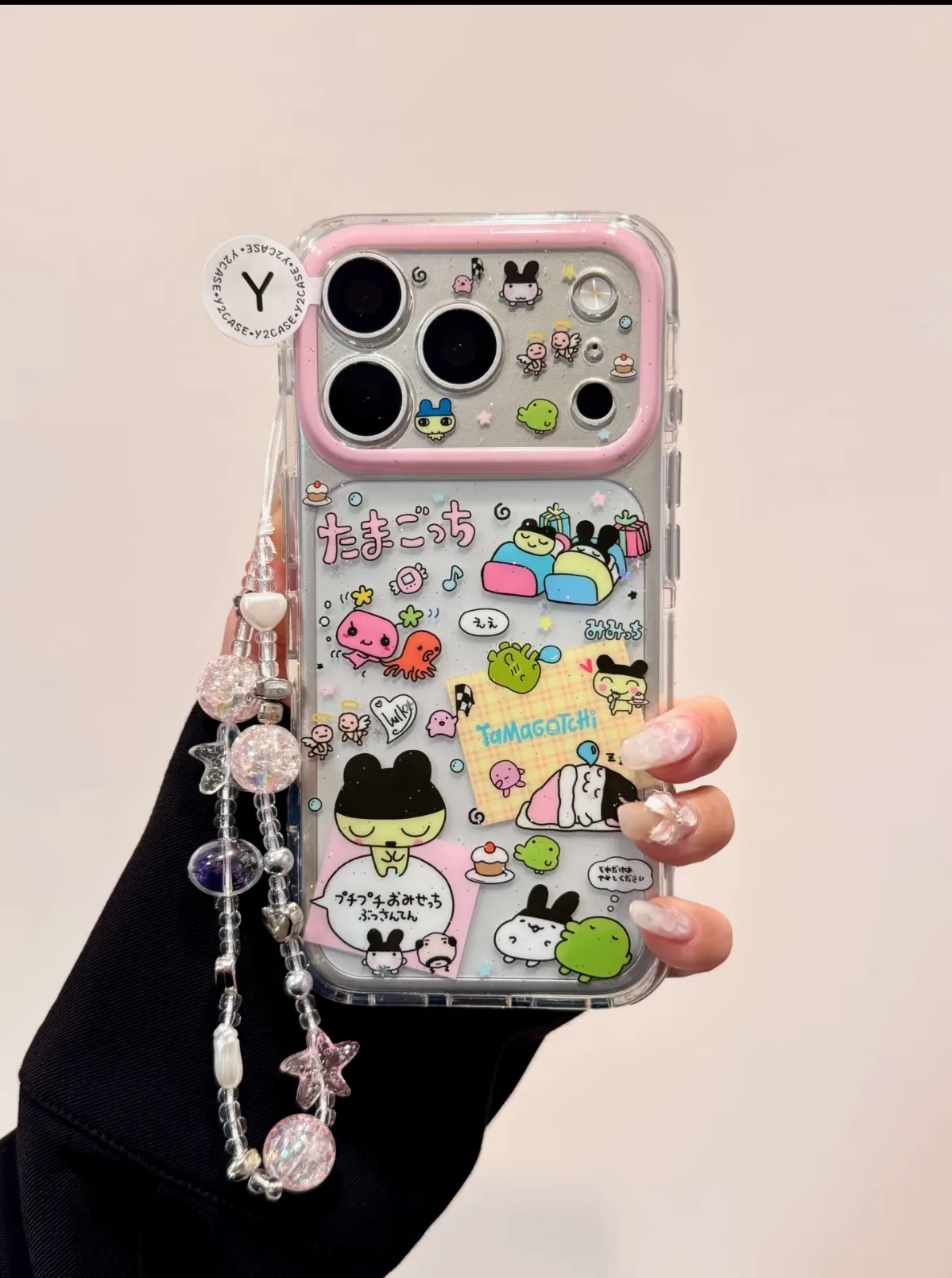 Tamagotchi Kawaii Glitter Phone Case for iPhone 17 16 15 Pro Max