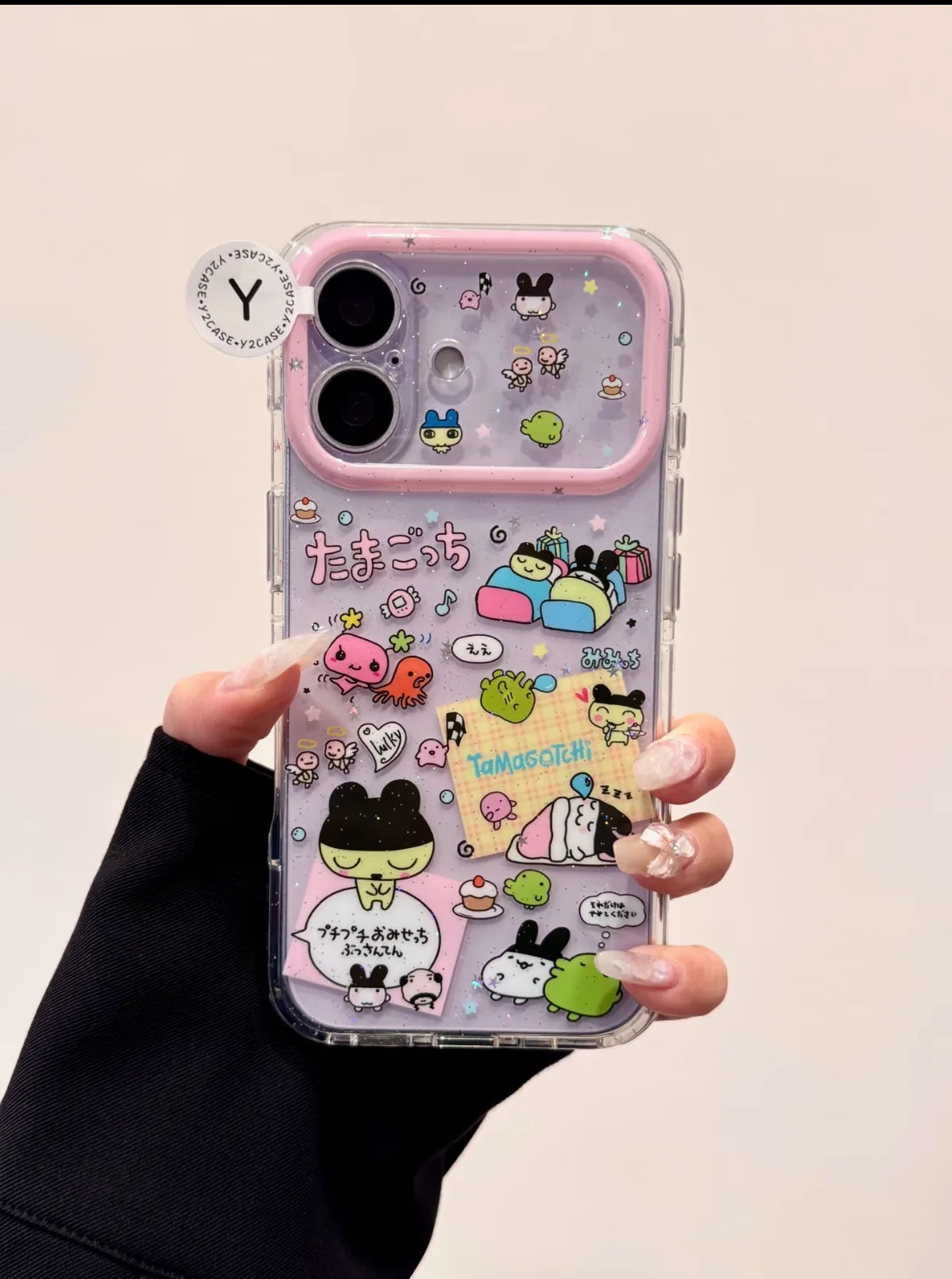 Tamagotchi Kawaii Glitter Phone Case for iPhone 17 16 15 Pro Max
