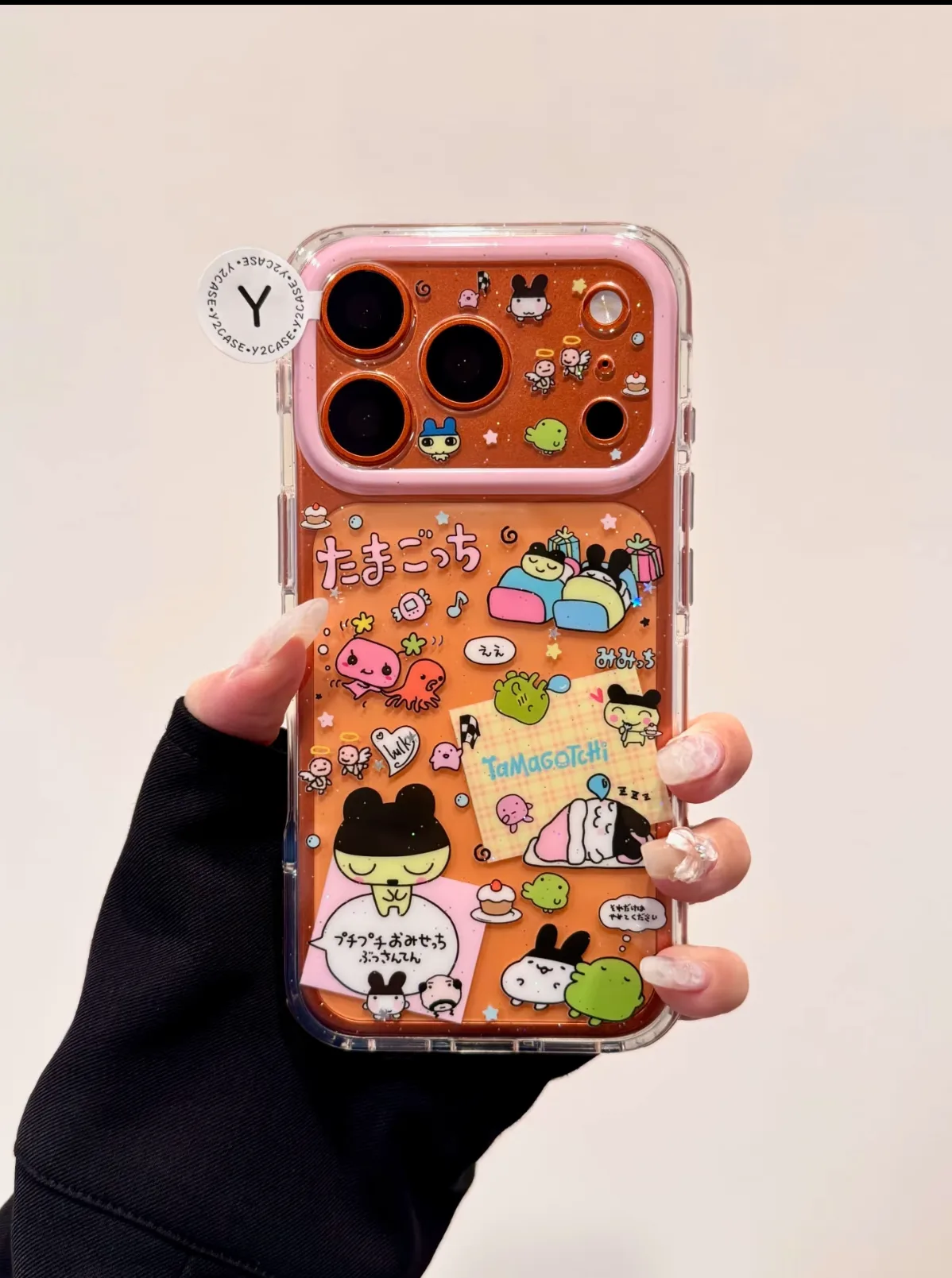 Tamagotchi Kawaii Glitter Phone Case for iPhone 17 16 15 Pro Max