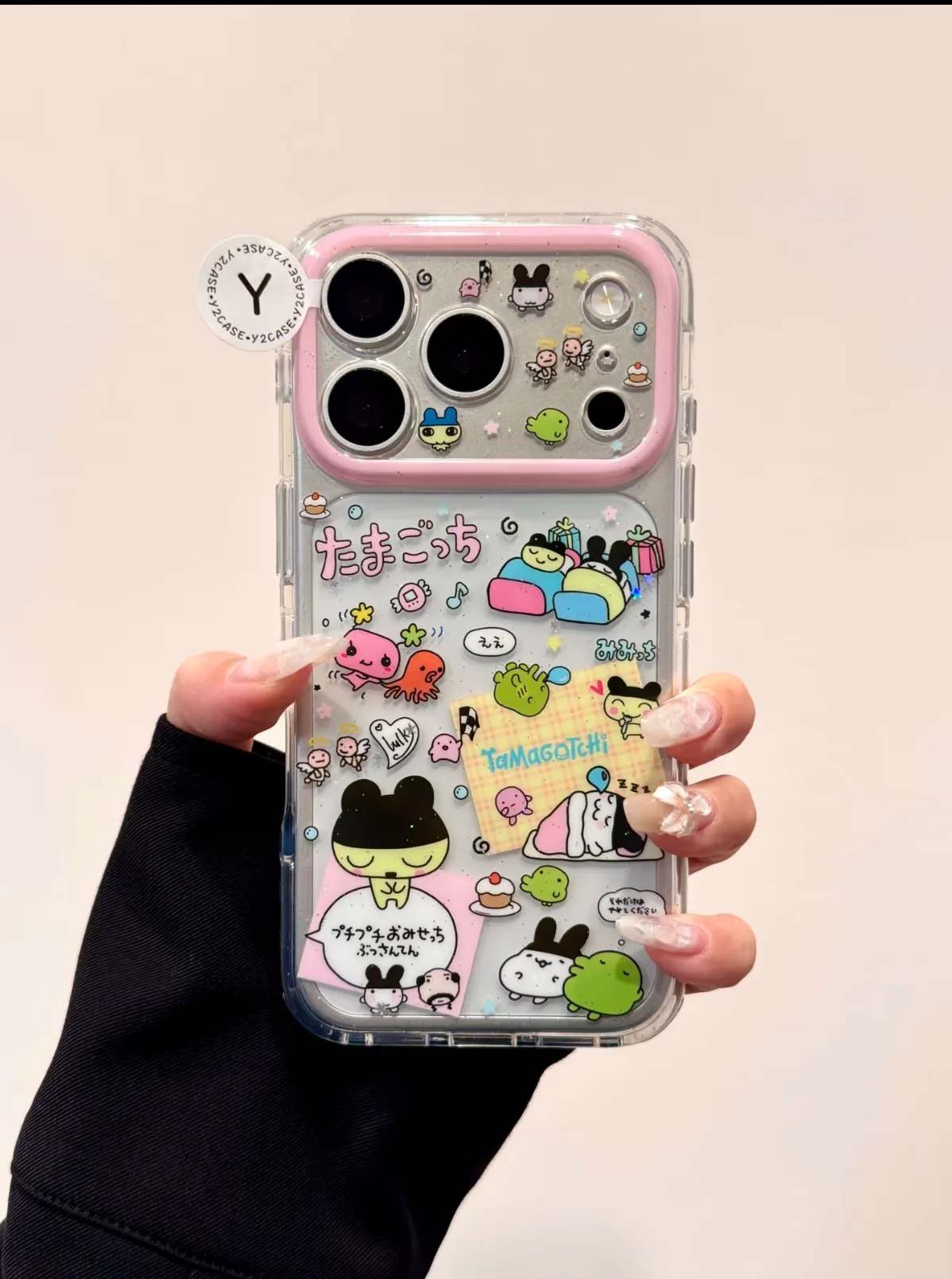 Tamagotchi Kawaii Glitter Phone Case for iPhone 17 16 15 Pro Max