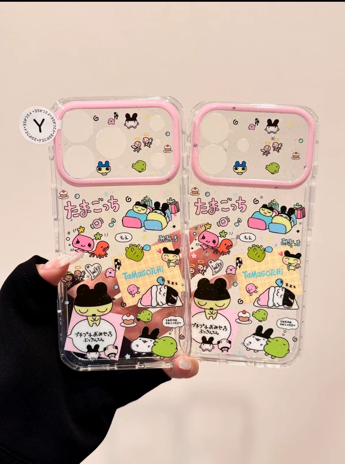 Tamagotchi Kawaii Glitter Phone Case for iPhone 17 16 15 Pro Max