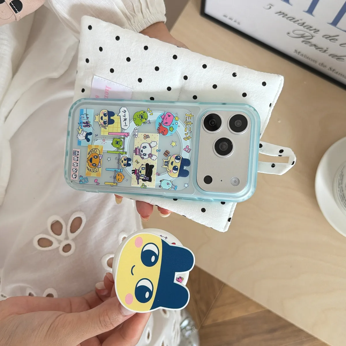 Tamagotchi Scrapbook Ver.3 Phone Case with PopSocket & Beaded Strap for iPhone 17 16 15 14 13 Pro Max — MagSafe