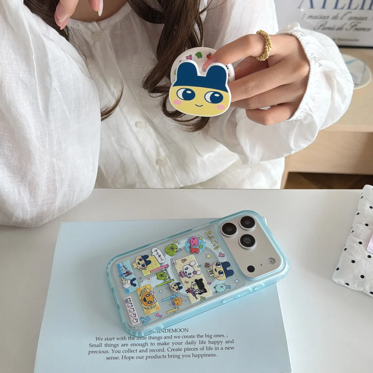 Tamagotchi Scrapbook Ver.3 Phone Case with PopSocket & Beaded Strap for iPhone 17 16 15 14 13 Pro Max — MagSafe