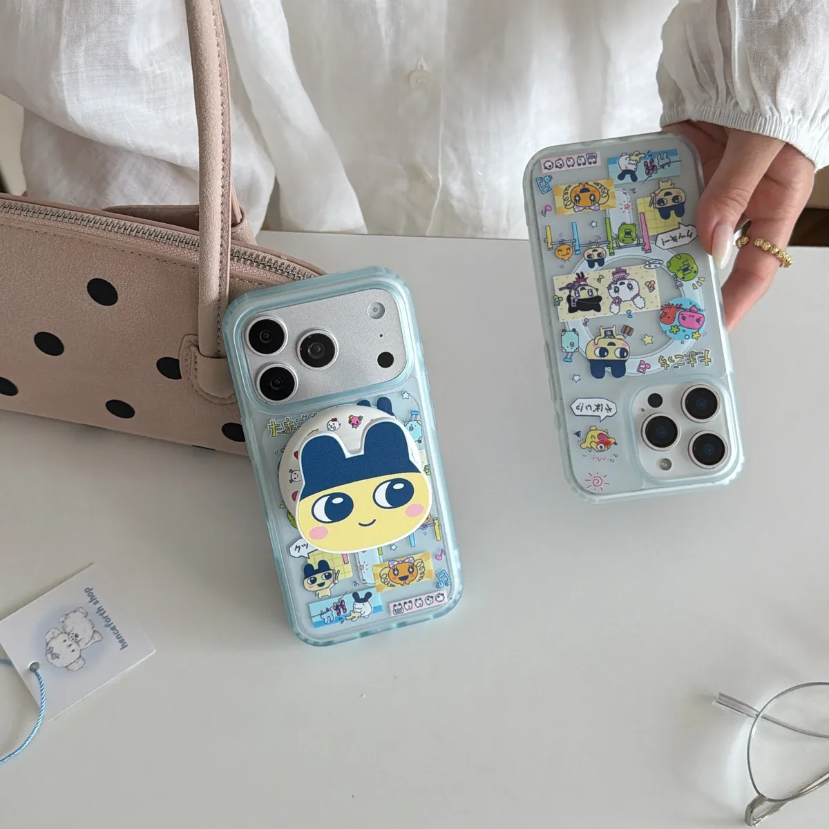 Tamagotchi Scrapbook Ver.3 Phone Case with PopSocket & Beaded Strap for iPhone 17 16 15 14 13 Pro Max — MagSafe