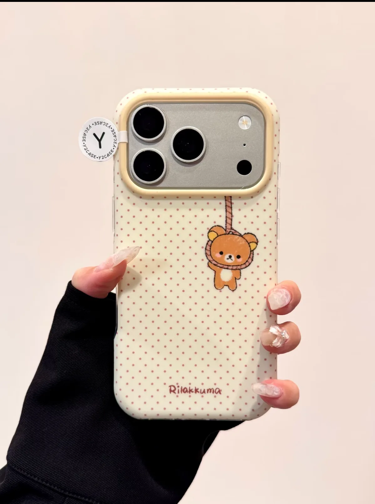Rilakkuma Polka Dot Phone Case with Beaded Strap