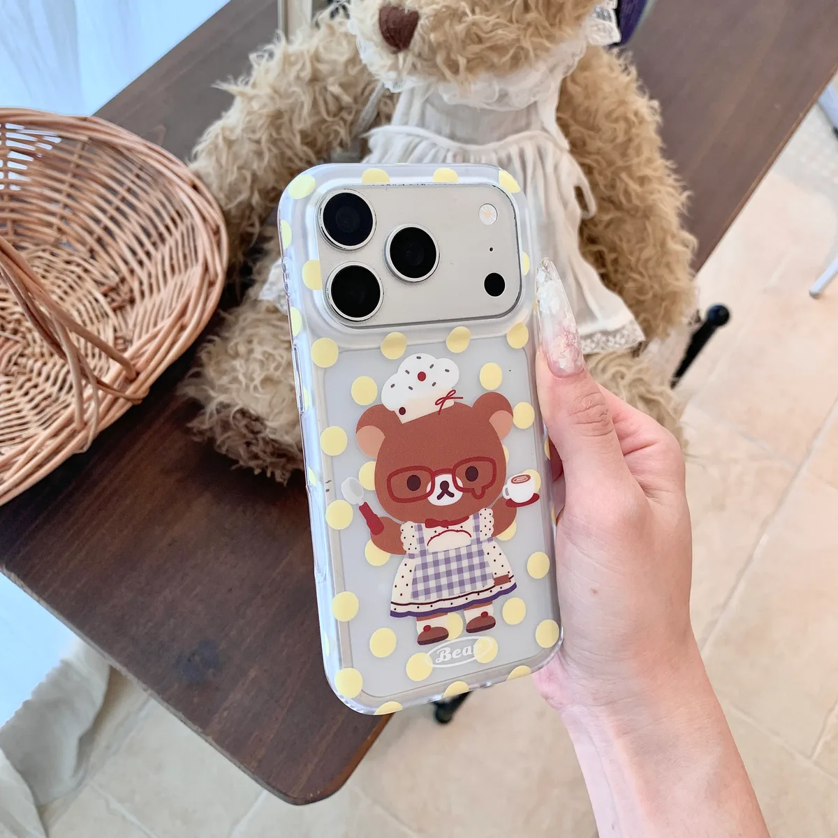 Rilakkuma Chef Bear Polka Dot Phone Case
