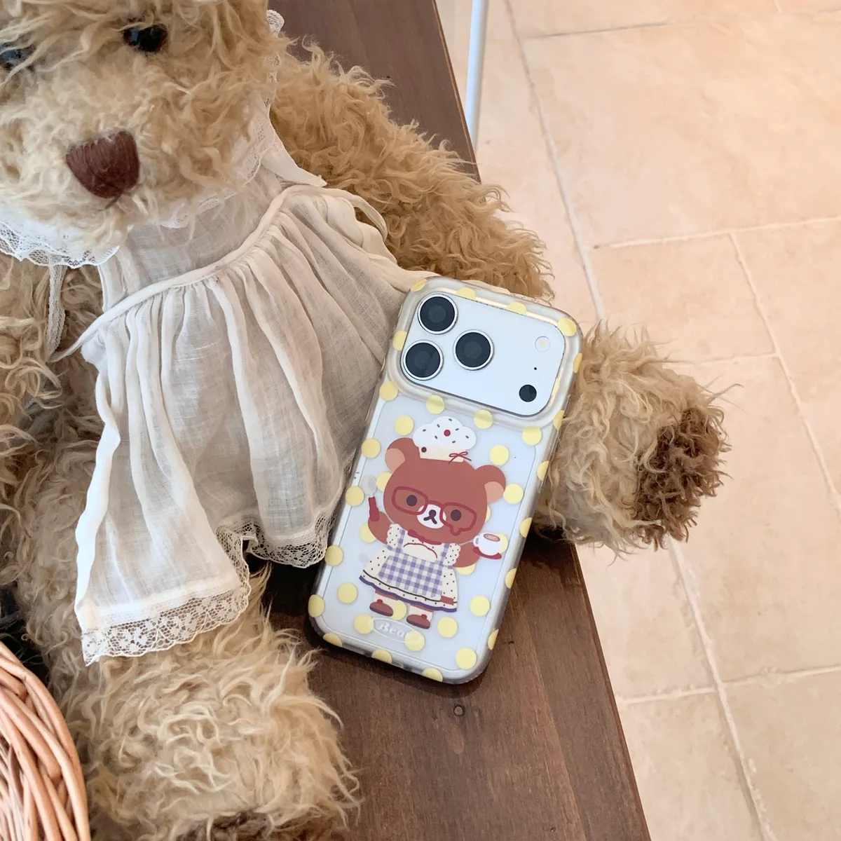 Rilakkuma Chef Bear Polka Dot Phone Case