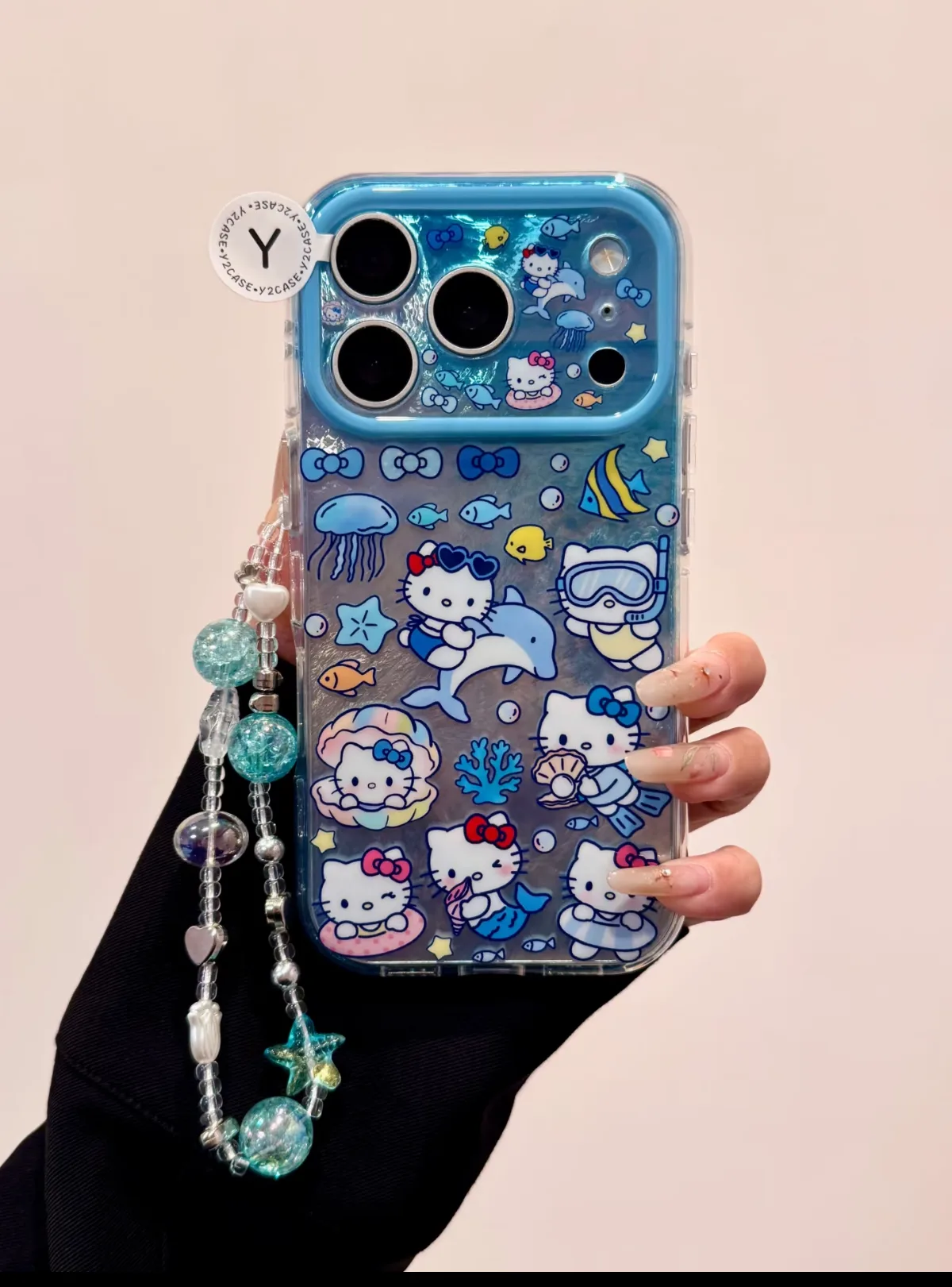 Hello Kitty Under the Sea Case with Beaded Strap for iPhone 17 16 15 Pro Max