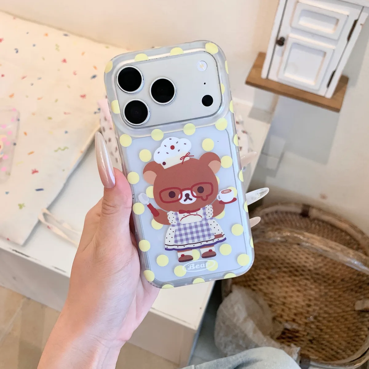 Rilakkuma Chef Bear Polka Dot Phone Case
