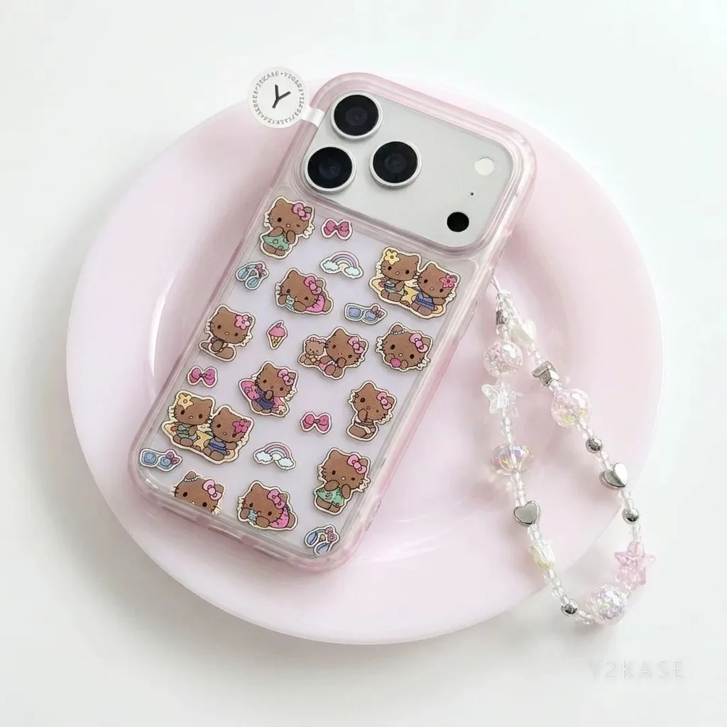 Hello Kitty Sticker Fun iPhone Case with Beaded Strap