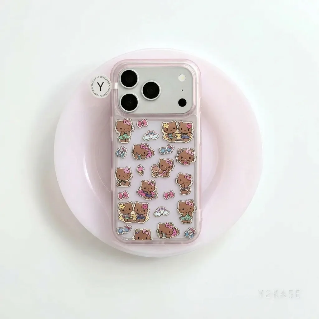 Hello Kitty Sticker Fun iPhone Case with Beaded Strap