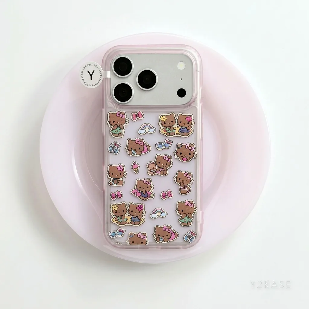 Hello Kitty Sticker Fun iPhone Case with Beaded Strap