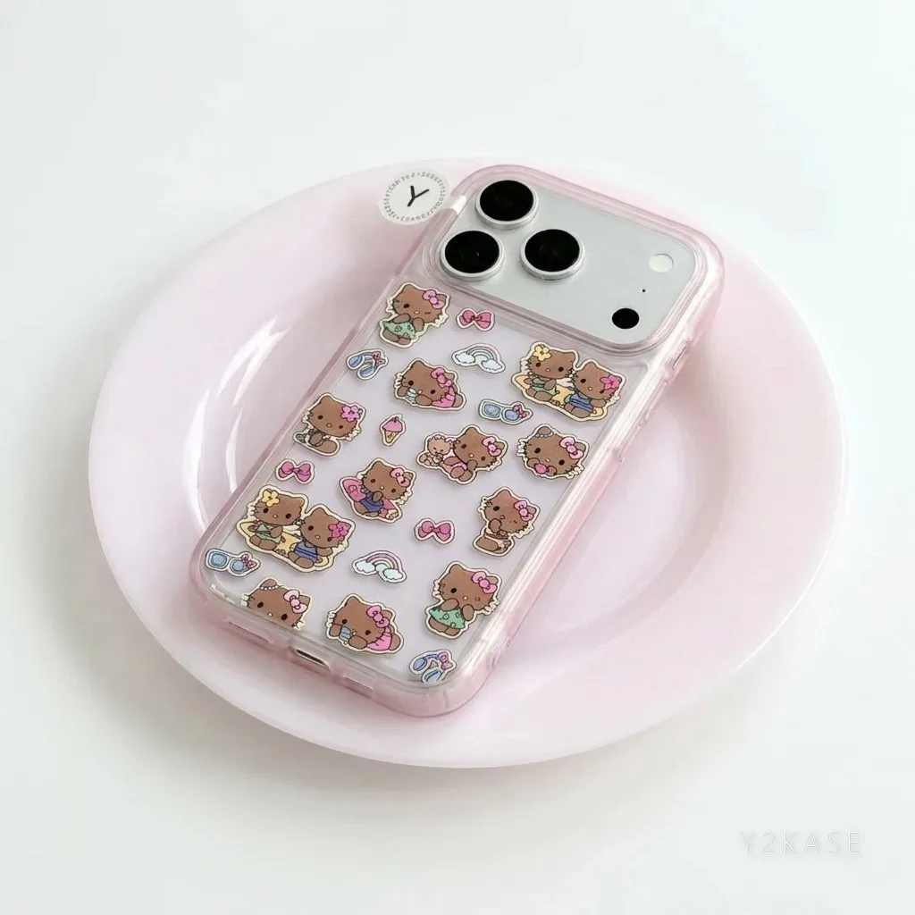 Hello Kitty Sticker Fun iPhone Case with Beaded Strap