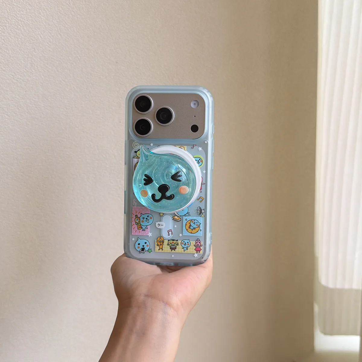 Qoo Kawaii Cat Pop Phone Case with Beaded Strap for iPhone 17 16 15 14 13 Pro Max — MagSafe