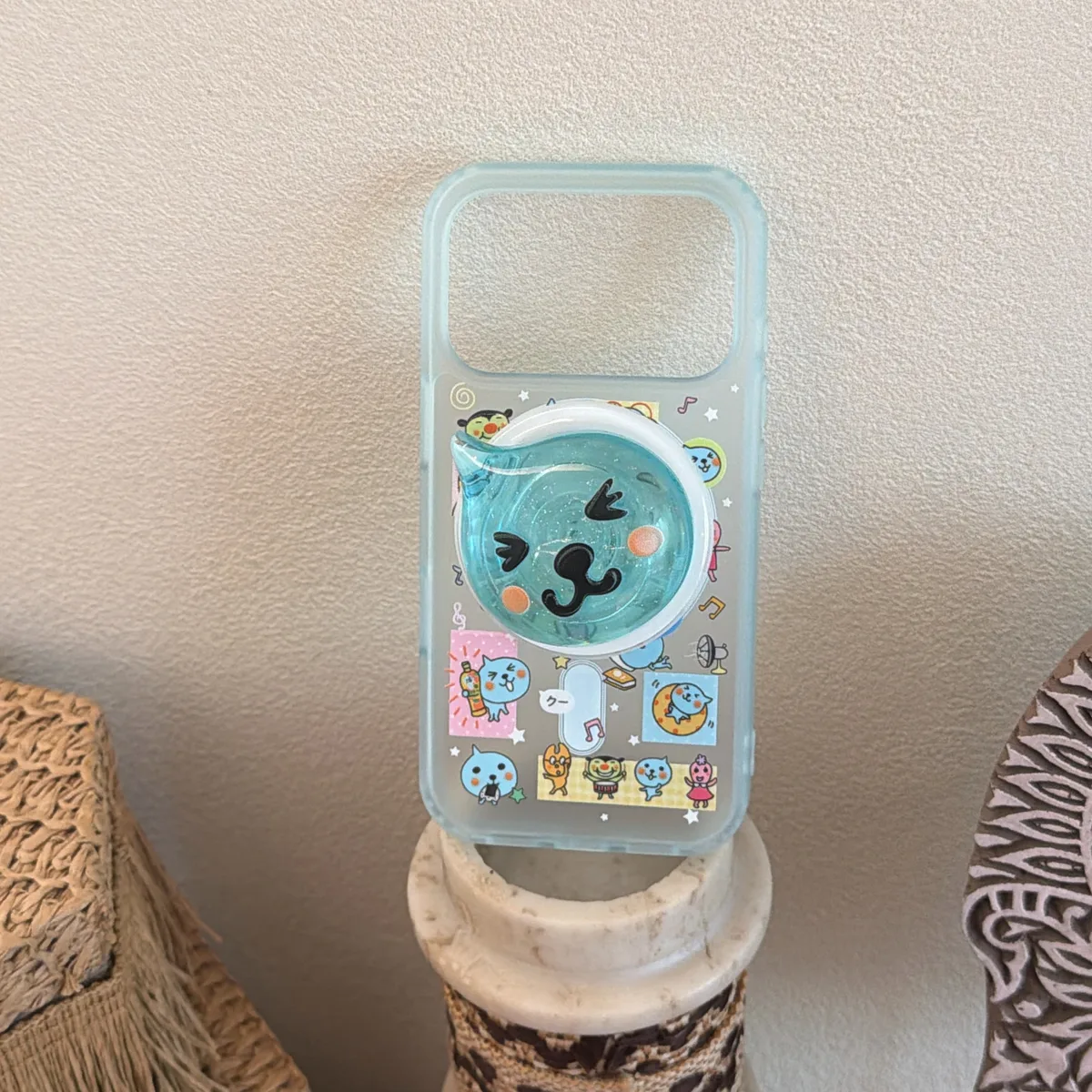 Qoo Kawaii Cat Pop Phone Case with Beaded Strap for iPhone 17 16 15 14 13 Pro Max — MagSafe