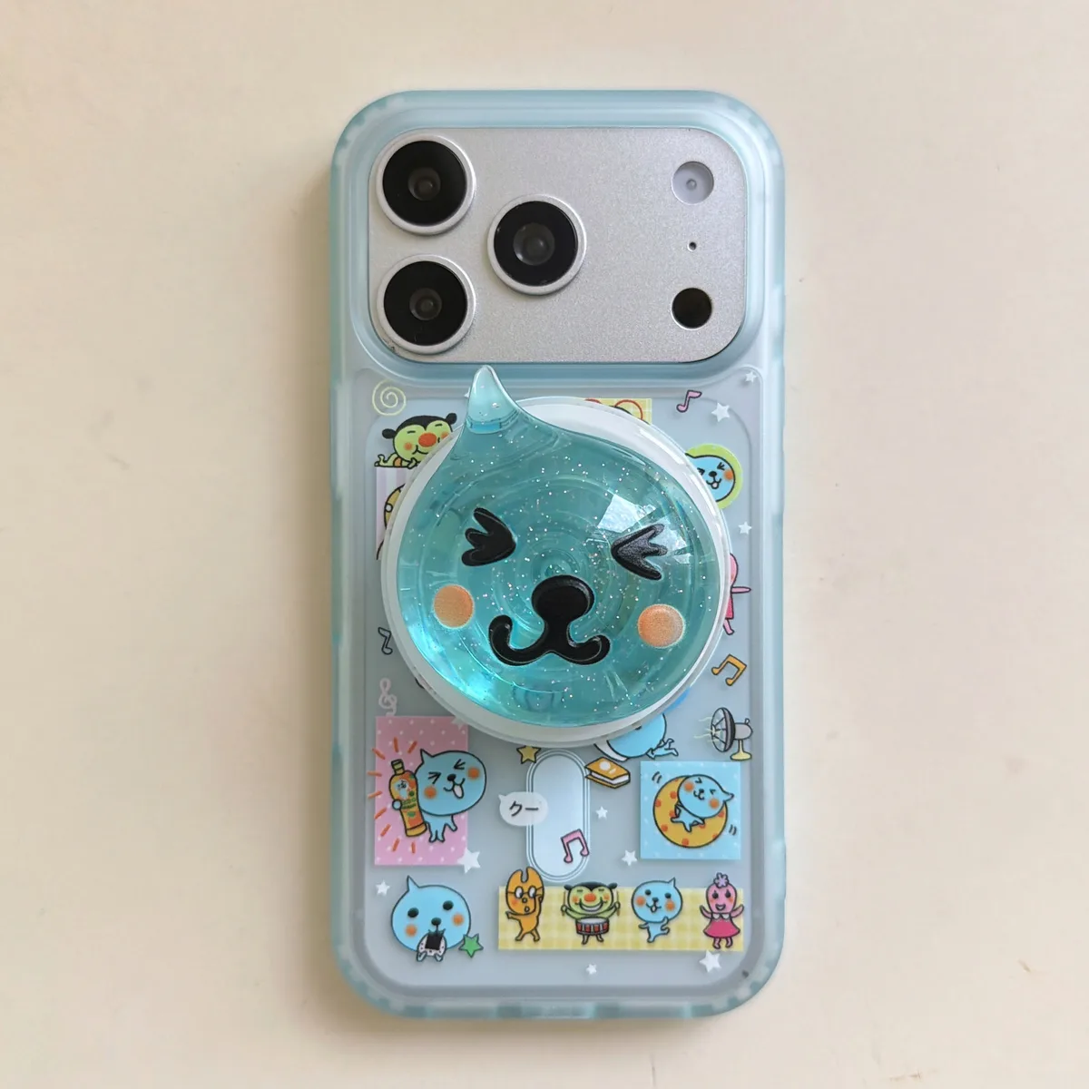 Qoo Kawaii Cat Pop Phone Case with Beaded Strap for iPhone 17 16 15 14 13 Pro Max — MagSafe