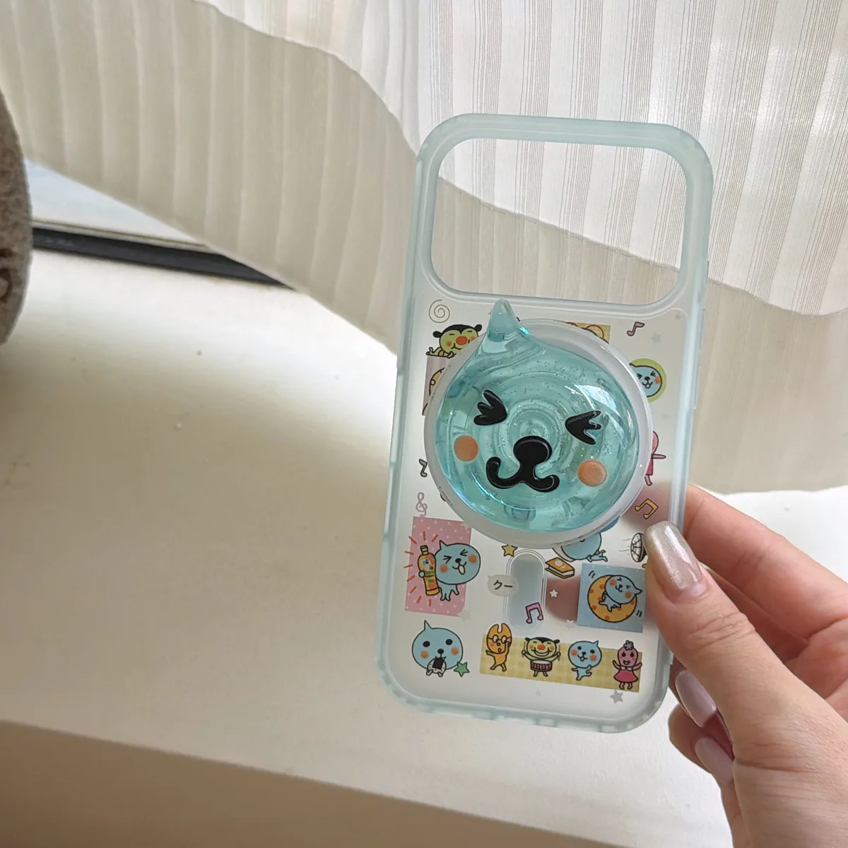 Qoo Kawaii Cat Pop Phone Case with Beaded Strap for iPhone 17 16 15 14 13 Pro Max — MagSafe