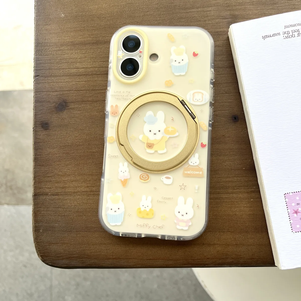 Miffy Chef 360° Foldable Ring Case with Beaded Strap for iPhone 17 16 15 Pro Max — MagSafe