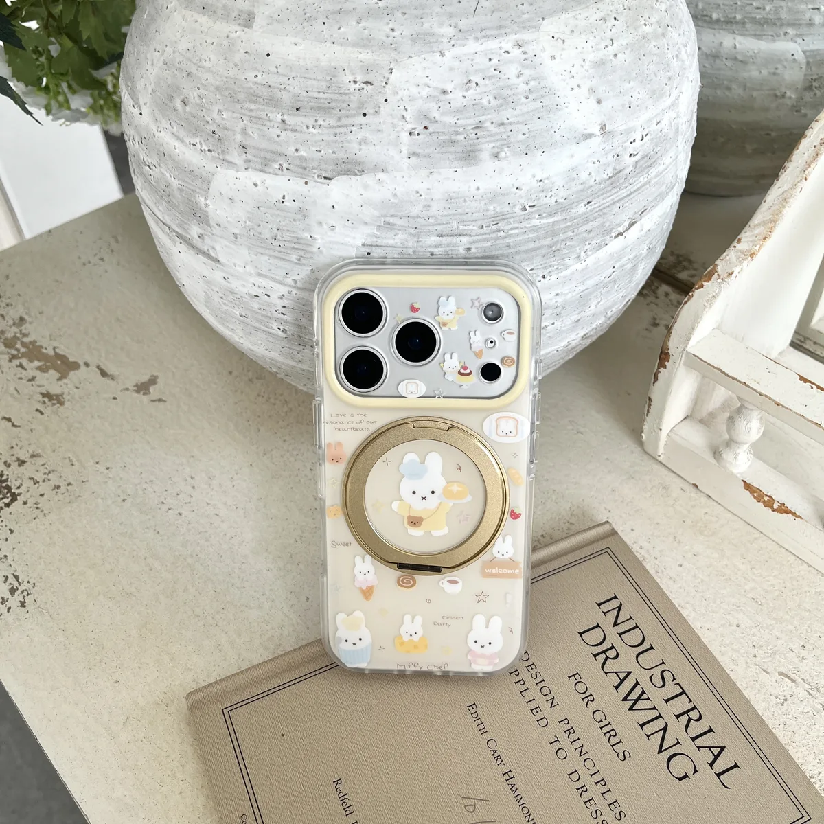 Miffy Chef 360° Foldable Ring Case with Beaded Strap for iPhone 17 16 15 Pro Max — MagSafe