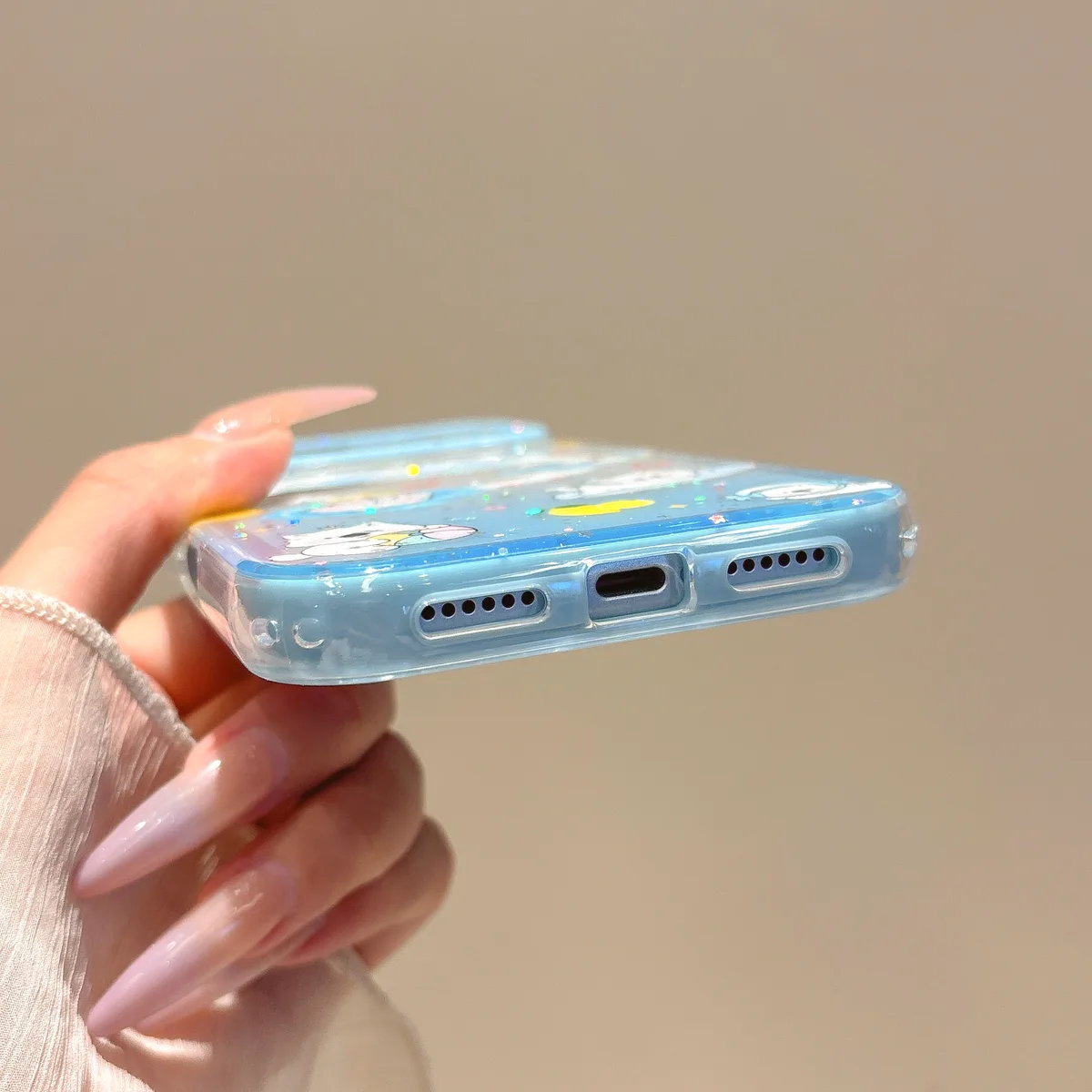 Cute Kawaii Puppy & Whale Glitter Phone Case with Popsocket & Beaded Strap — MagSafe