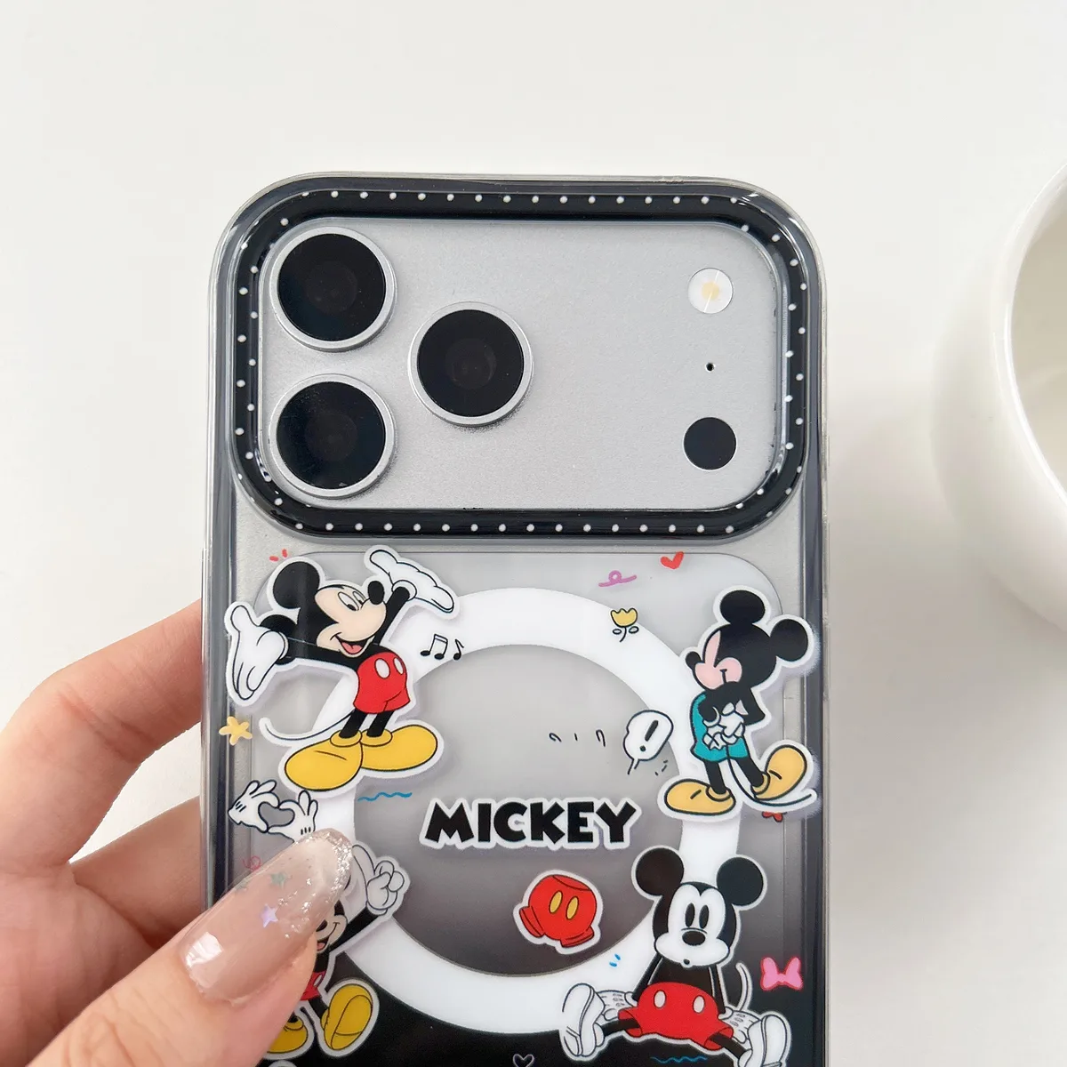 Mickey Mouse Pop-Up Stand Phone Case with Beaded Strap — MagSafe