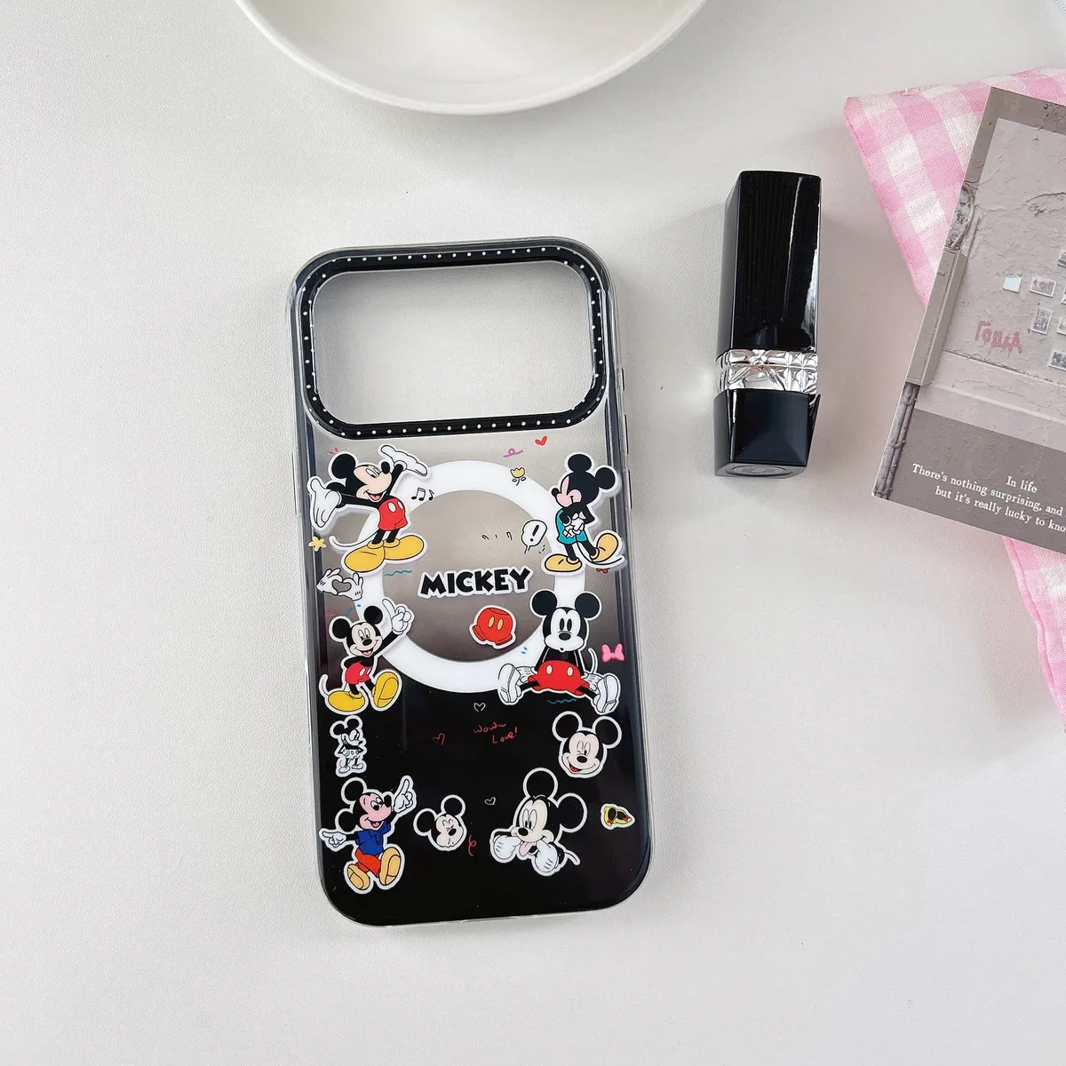 Mickey Mouse Pop-Up Stand Phone Case with Beaded Strap — MagSafe