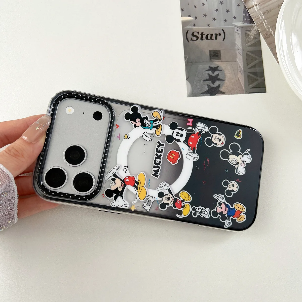 Mickey Mouse Pop-Up Stand Phone Case with Beaded Strap — MagSafe