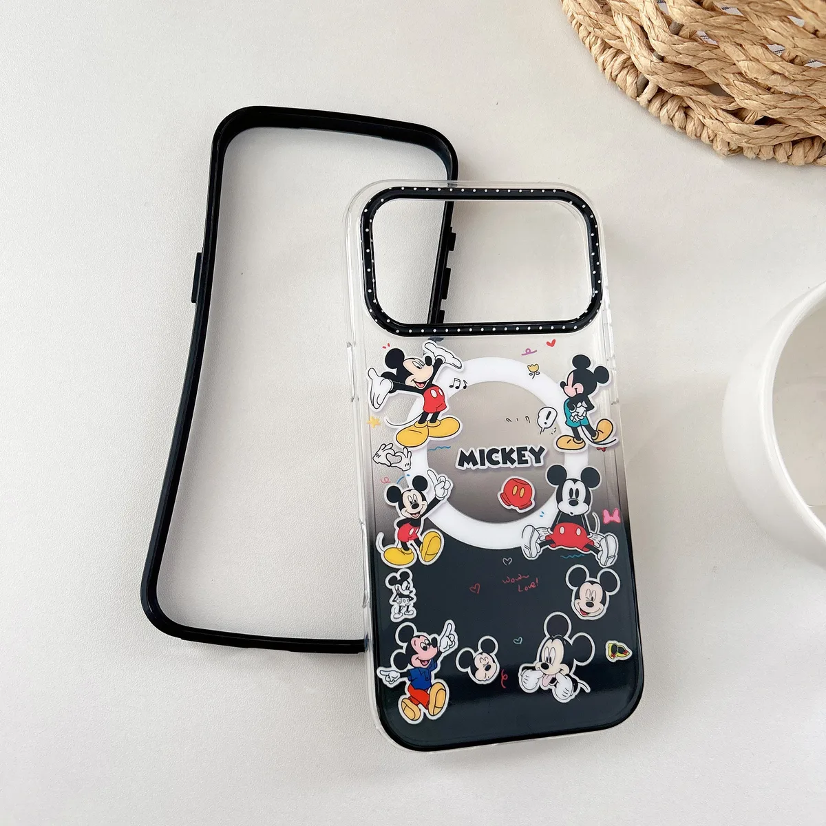 Mickey Mouse Pop-Up Stand Phone Case with Beaded Strap — MagSafe
