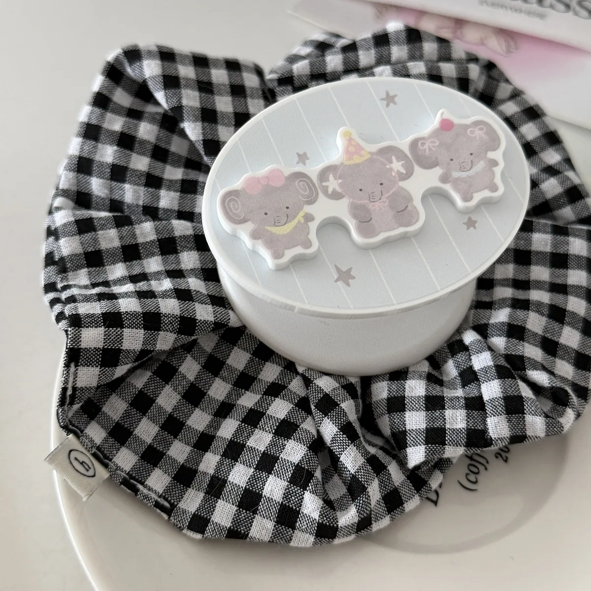 Pastel striped case with cute bear charm grip for iPhone 17 16 15 Pro Max — MagSafe
