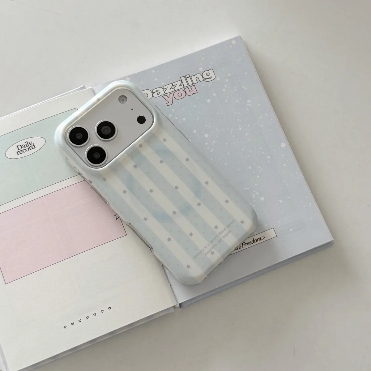 Pastel striped case with cute bear charm grip for iPhone 17 16 15 Pro Max — MagSafe