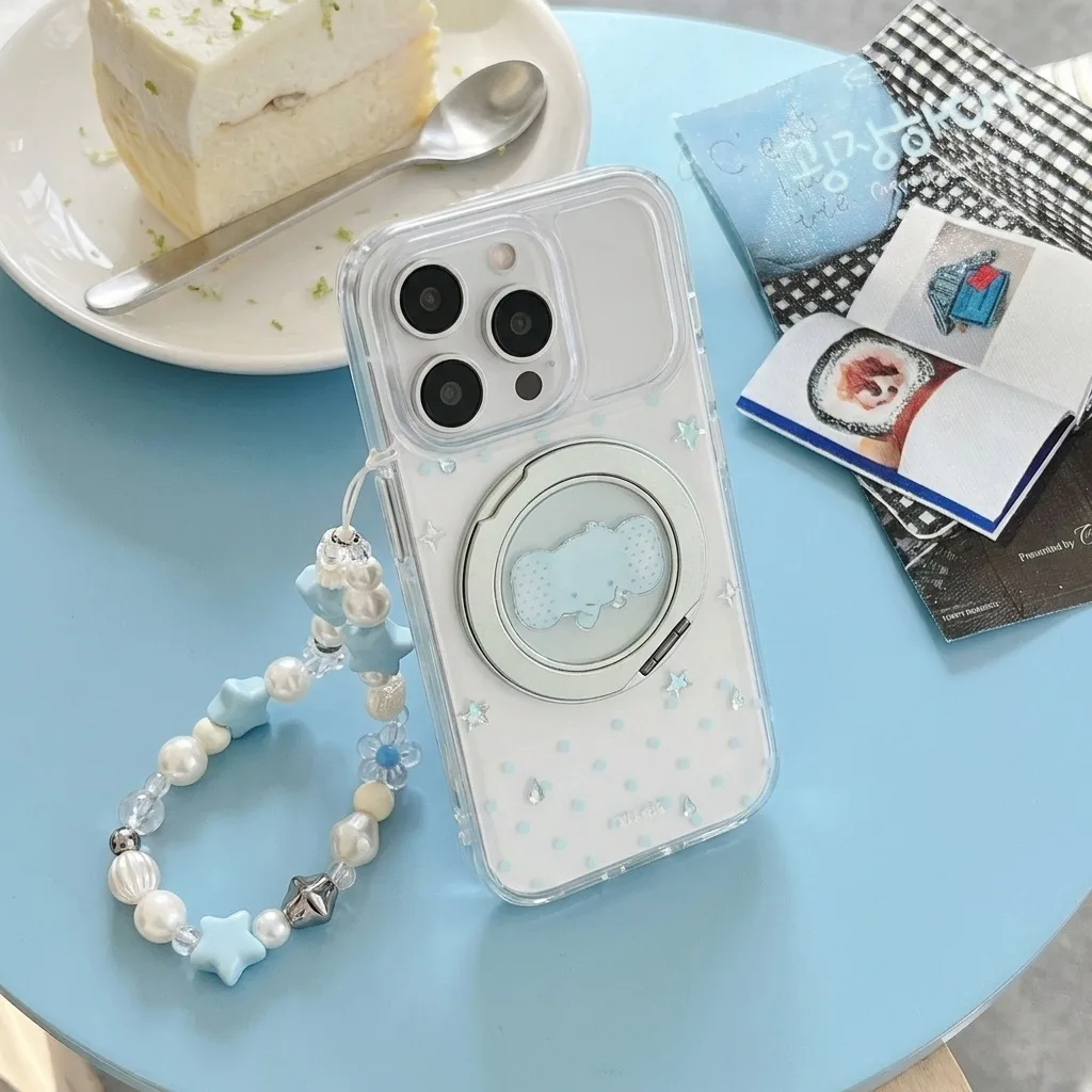 Clear Soft TPU with Blue Dot Print Phone Case for iPhone 17 16 15 Pro Max — MagSafe