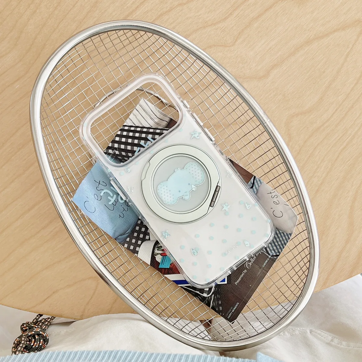 Clear Soft TPU with Blue Dot Print Phone Case for iPhone 17 16 15 Pro Max — MagSafe