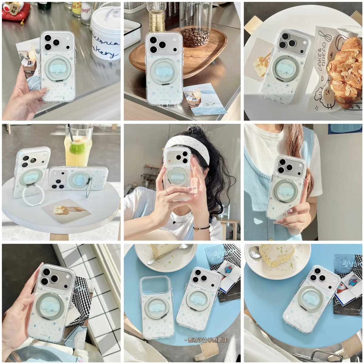Clear Soft TPU with Blue Dot Print Phone Case for iPhone 17 16 15 Pro Max — MagSafe