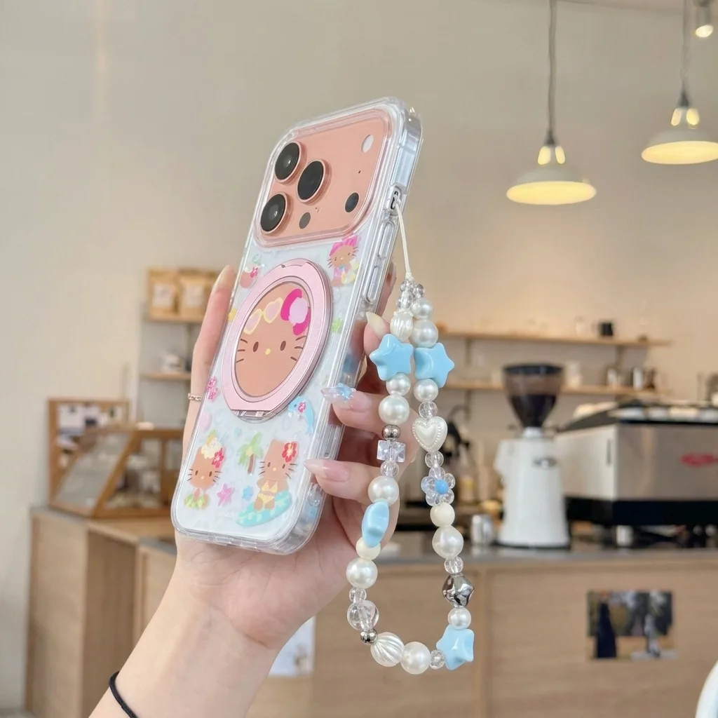 Hello Kitty Summer Beach 360 Stand Phone Case for iPhone 15/16/17 Series — MagSafe