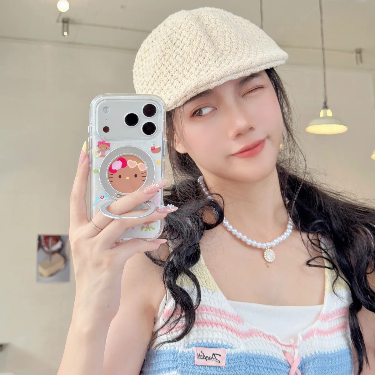 Hello Kitty Summer Beach 360 Stand Phone Case for iPhone 15/16/17 Series — MagSafe