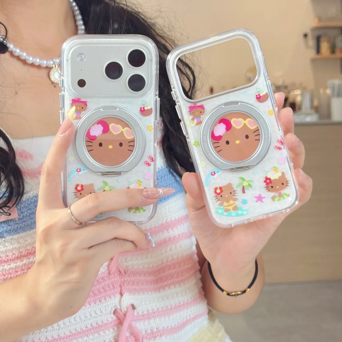 Hello Kitty Summer Beach 360 Stand Phone Case for iPhone 15/16/17 Series — MagSafe