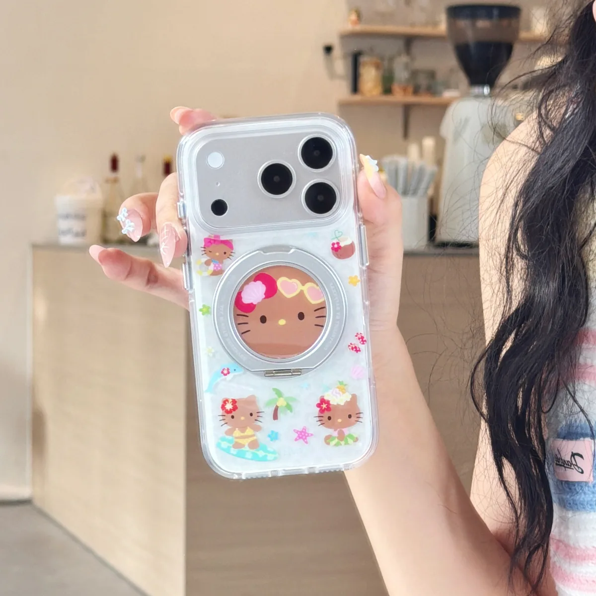 Hello Kitty Summer Beach 360 Stand Phone Case for iPhone 15/16/17 Series — MagSafe